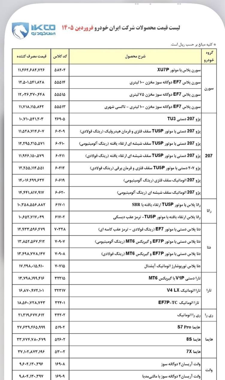 قیمت جدید 1405