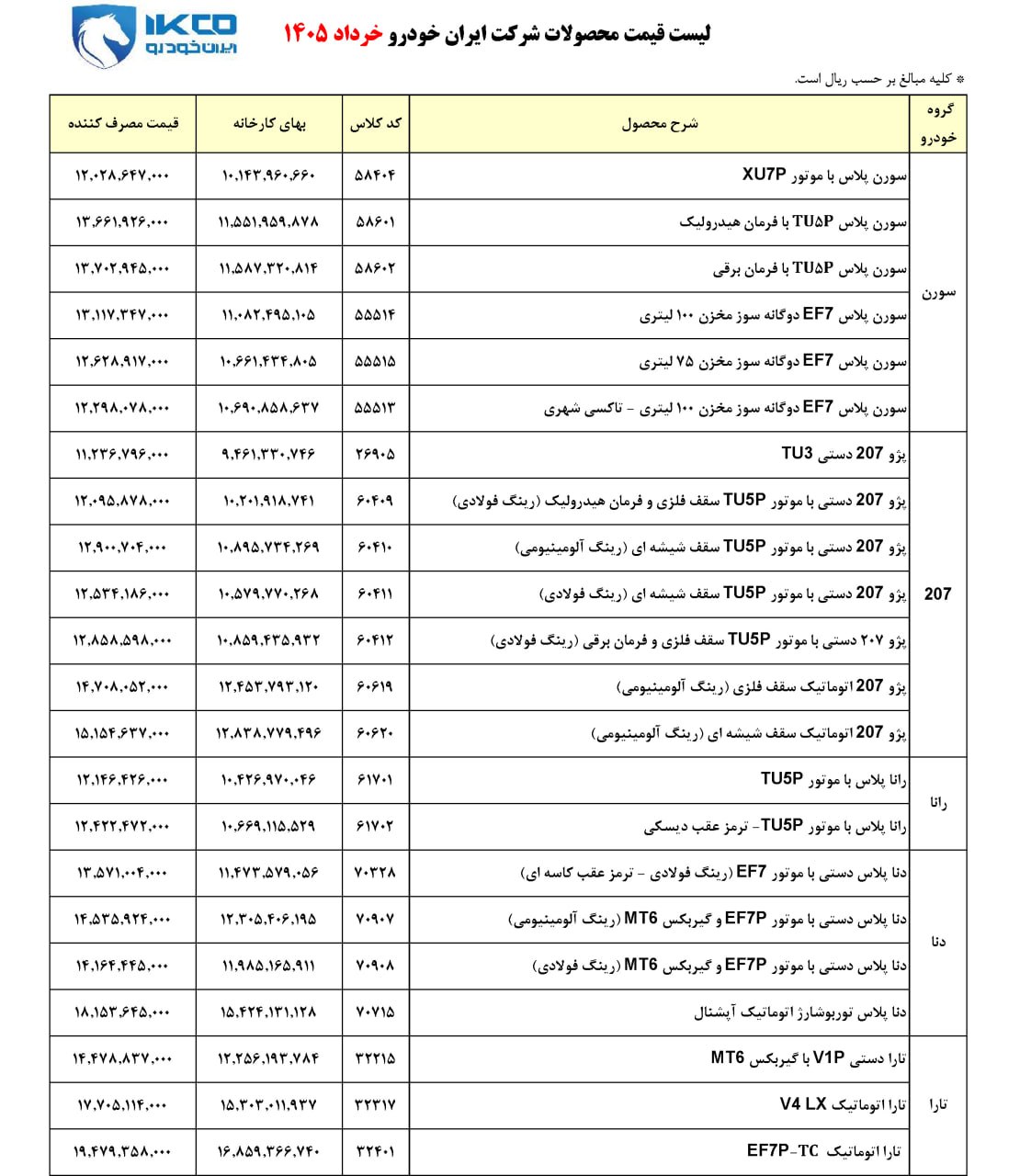 قیمت کارخانه خرداد 405