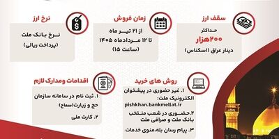 فروش ارز اربعین به صورت حضوری و غیرحضوری در بانک ملت