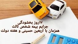 ۱۷ روز بخشودگی جرایم بیمه شخص ثالث همزمان با اربعین و هفته دولت