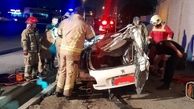 برخورد مرگبار پژو ۲۰۷ با پایه پل عابر پیاده دو قربانی گرفت
