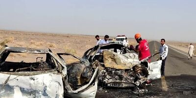 پنج سرنشین حادثه رانندگی ریگان - ایرانشهر در آتش سوختند