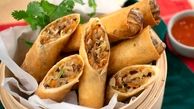 اسپرینگ رول با سس اسفناج