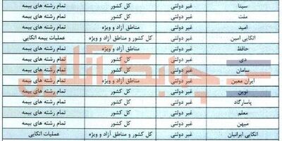 حوزه فعالیت هر یک از شرکت‌های بیمه‌ای فعال را بهتر بشناسیم