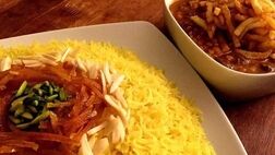 طرز تهیه شکرپلوی شیرازی با خورشت قیمه مجلسی
