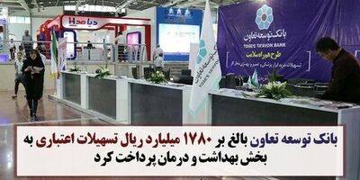 پرداخت تسهیلات ۱۷۸۰میلیارد ریالی به بخش بهداشت و درمان