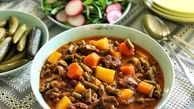 طرز تهیه خوراک لوبیا سبز مجلسی با هویج و آلو
