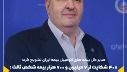 ۴۰۸ شکایت از ۶ میلیون و ۷۰۰ هزار بیمه شخص ثالث