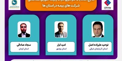  انتخاب روسای شعب بیمه ملت به عنوان دبیر شورای هماهنگی‌ شرکت‌های بیمه در استانهای آذربایجان شرقی، کرمان و بوشهر 
