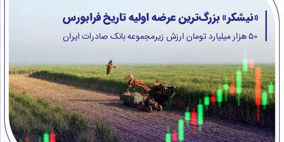 ​«نیشکر» بزرگ‌ترین عرضه اولیه تاریخ فرابورس/50 هزار میلیارد تومان ارزش شرکت زیرمجموعه بانک صادرات ایران
