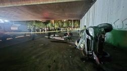 سقوط مرگبار خودروی MVM از روی پل در تهرانپارس
