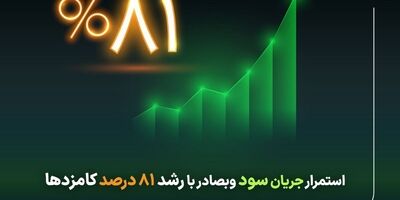 استمرار جریان سود وبصادر با رشد ۸۱ درصد کارمزدها
