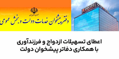 سرعت بخشی به اعطای تسهیلات ازدواج و فرزندآوری در بانک ملت با همکاری دفاتر پیشخوان دولت
