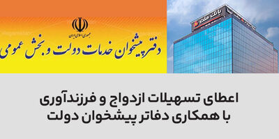 سرعت بخشی به اعطای تسهیلات ازدواج و فرزندآوری در بانک ملت با همکاری دفاتر پیشخوان دولت

