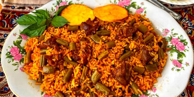 لوبیا پلو مجلسی بدون گوشت؛ غذای ساده و ارزان برای شام
