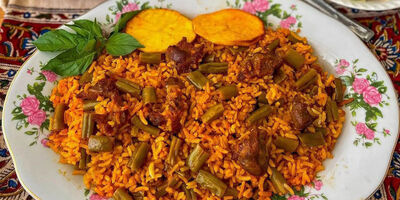 لوبیا پلو مجلسی بدون گوشت؛ غذای ساده و ارزان برای شام
