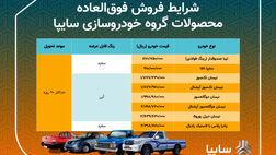 فروش فوق العاده 8 محصول گروه خودروسازی سایپا از امروز ( 17 آذر)  ساعت 14 آغاز می شود و تا سه روز آینده ادامه دارد.
