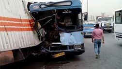 مرگ راننده و مسافر اتوبوس در تصادف با کامیون
