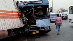 مرگ راننده و مسافر اتوبوس در تصادف با کامیون
