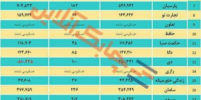 ۲۰ شرکت بیمه‌ای، نیمه نخست سال را بدون زیان سپری کردند/ چهار شرکت بیمه دی، سینا، میهن و نوین زیان انباشته داشتند
