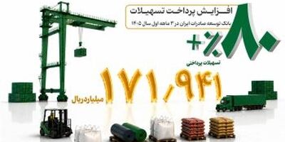 رشد 80 درصدی پرداخت تسهیلات بانک توسعه صادرات ایران در بهار امسال