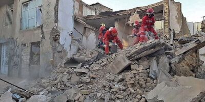 ریزش ساختمان ۴ طبقه در کرمانشاه
