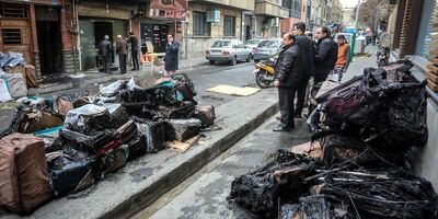 حریق یک انباری در خیابان لاله‌زار
