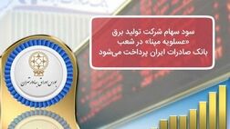 ​سود سهام شرکت تولید برق «عسلویه مپنا» در شعب بانک صادرات ایران پرداخت می‌شود