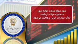 ​سود سهام شرکت تولید برق «عسلویه مپنا» در شعب بانک صادرات ایران پرداخت می‌شود