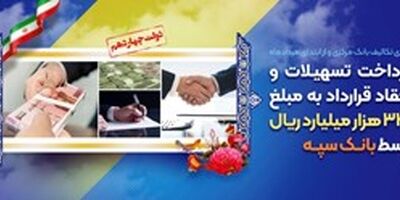 پرداخت تسهیلات و انعقاد قراردادبه مبلغ 343 هزار میلیارد ریال توسط بانک سپه
