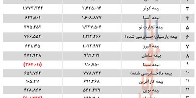 پاسارگاد، دی و کوثر بالاترین سود خالص شرکت‌های بیمه‌ای را از آن خود کردند/ملت در انتشار صورت‌های مالی خود تاخیر کرد