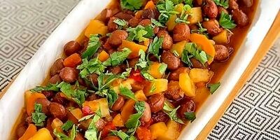 خوراک لوبیا سبز بدون گوشت