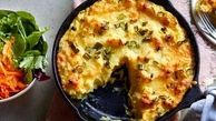 طرز تهیه پای سیب زمینی با بادمجان و قارچ؛ غذای خوشمزه ارزون
