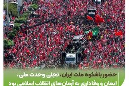 حضور باشکوه ملت ایران، تجلی وحدت ملی، ایمان و وفاداری به آرمان‌های انقلاب اسلامی بود

