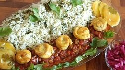 طرز تهیه گشنیز پلو با مرغ زعفرانی مجلسی؛ خوشمزه فوری
