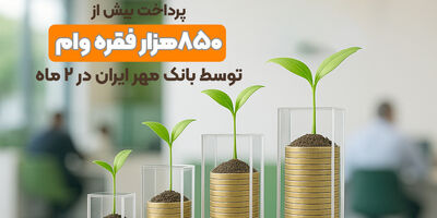 پرداخت بیش از ۸۵۰هزار فقره وام توسط بانک مهر ایران در ۲ ماه
