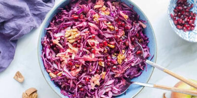 طرز تهیه سالاد کلم قرمز و انار مجلسی رستورانی
