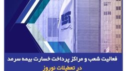فعالیت شعب و مراکز پرداخت خسارت بیمه سرمد در تعطیلات نوروز