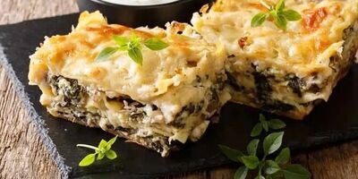 طرز تهیه لازانیای مرغ و ریحان با قارچ و سس بشامل
