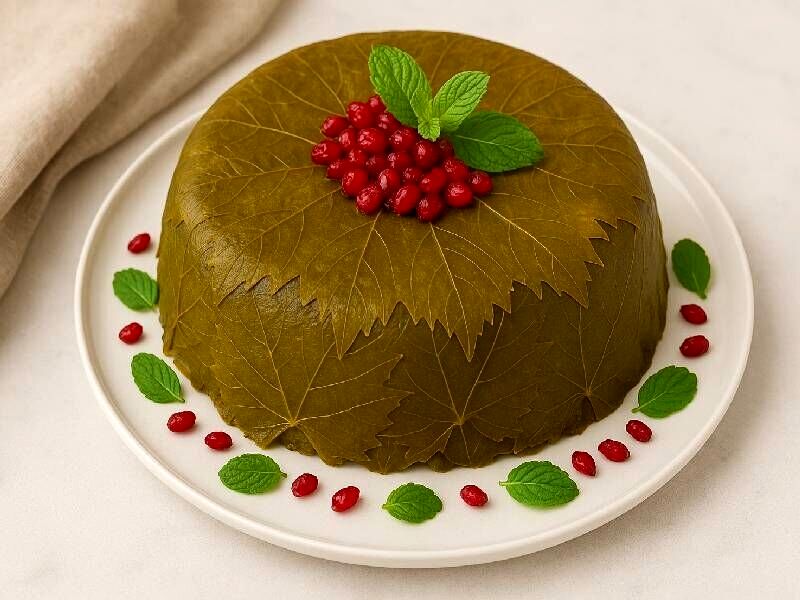 کیک دلمه برگ مو؛ غذای شیک و خوشمزه بدون پیچیدن برگ دلمه
